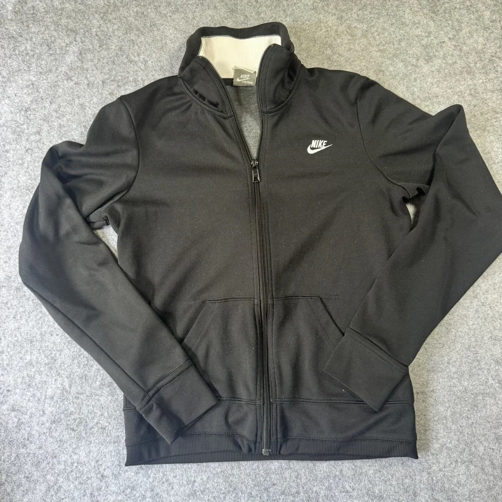 Nike Sportswear Track Jacket Boys Medium Black Full Zip Polyester